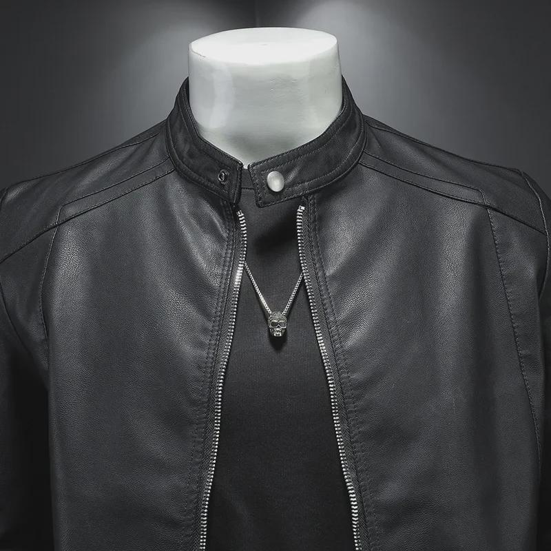 Men's Leather Motorcycle Jacket: Autumn/Winter Casual, Available in Plus Velvet and Thin Styles