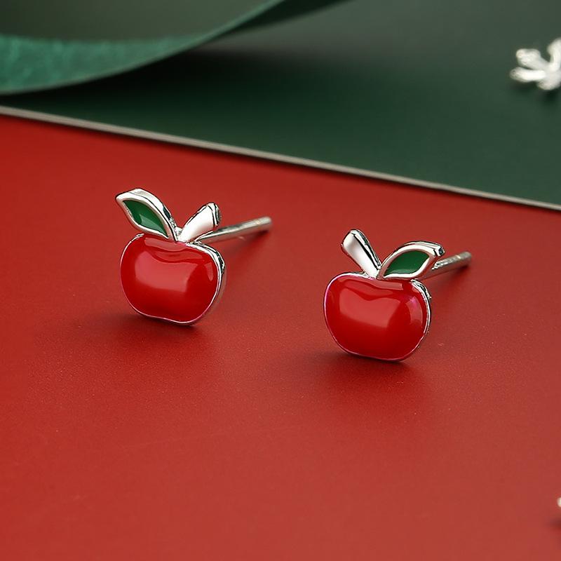 Christmas Series Elk Snowflakes and Deer Antlers Fresh Red Sweet Temperament Earrings