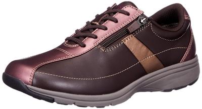 ASAHI Medical Walk LF Scarpe da Passeggio in Pelle con Cerniera Taglia 4E da Donna Scuro, Marrone, 24.5 cm,