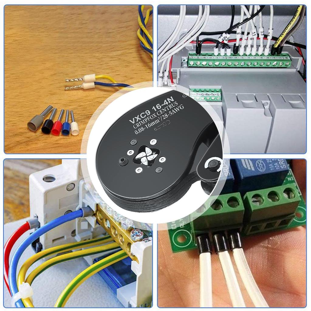 Ferrule Crimping Tool Kit,WOZOBUY 16-4N Square Crimping Tools, Ratchet Jaw Wire Crimping Pliers AWG 28-5 (0.08-16mm²)