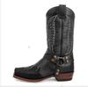 New Men'S Head European And American Embroidery Men'S Leather Boots Knight Boots Warm Low Heels Men'S Shoes Large Size