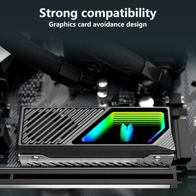 M.2 2280 Solid Disk Heatsink Aluminum Heat Dissipation With ARGB Fan and Metal Thermal Pad For Hard Disk Heat Sink