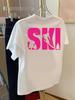 Front And Back Shortsleeve Tshirt Skiing Fashionable Print For Winter Womens Trendy Spring And Summer
