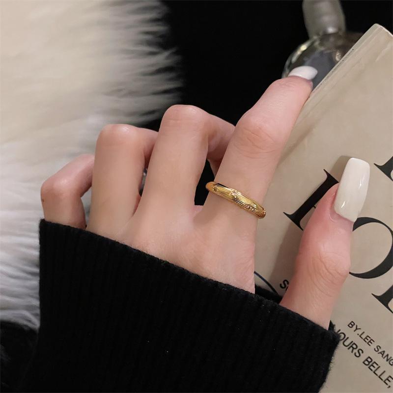 New Light Luxury Zircon Niche Design Sense Unique Opening Ring Women'S Cold Wind Exquisite Fashion Jewelry