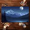 Neon Mountain Forest Moon Landscape Game Play Mat Smooth Thick Rubber Base For Card Tabletop Gaming And Computer Desk Setup