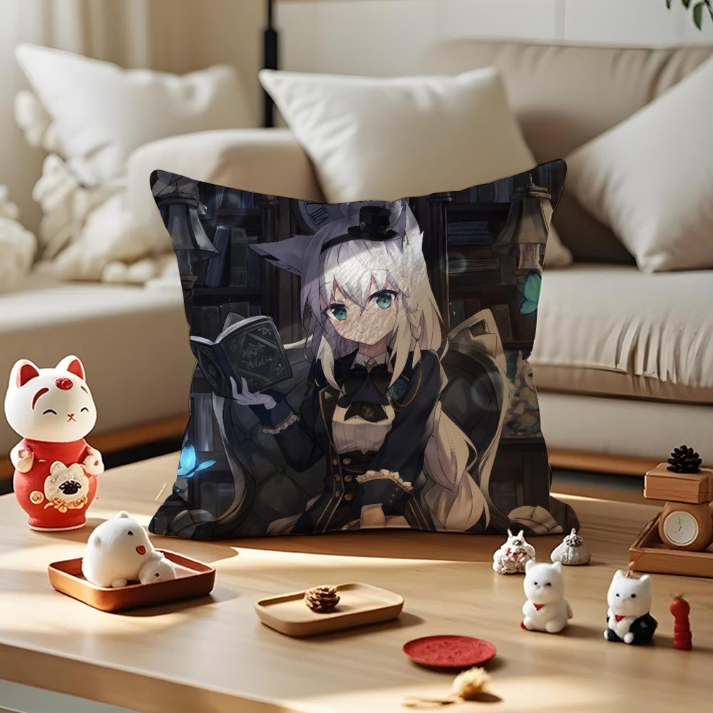 SShirakami Fubuki Pillow Case Antidustmite Pillowcase Invisible Zipper Silky Short Plush Sofa Cushion Cover