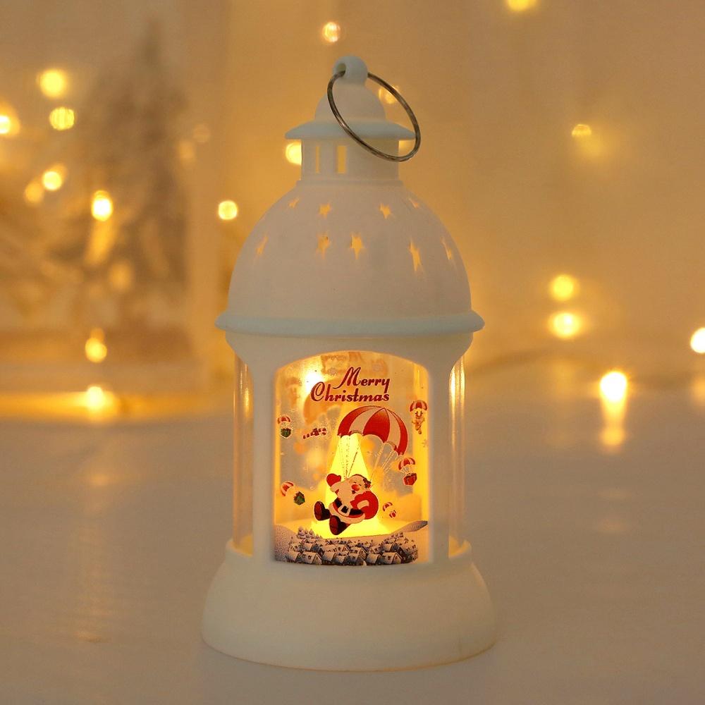 Christmas Desktop Ornaments Mini LED Night Lamp Portable Handle Electric Santa Claus Merry Christmas Lantern New Year Gift