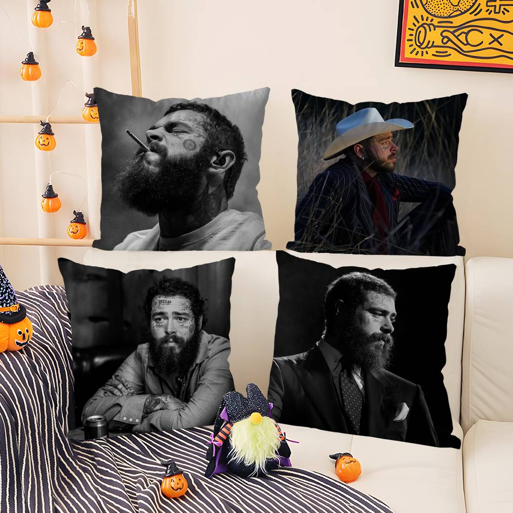 P-Post M-Malone Pillow Case Home Dorm Chair Back Short Plush Double-Sided Printing Office Nap Time Cushion Cover