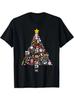 1pc Christmas Sewing Tree Quilting T-Shirt, Cotton Crew Neck Casual Tee with Car