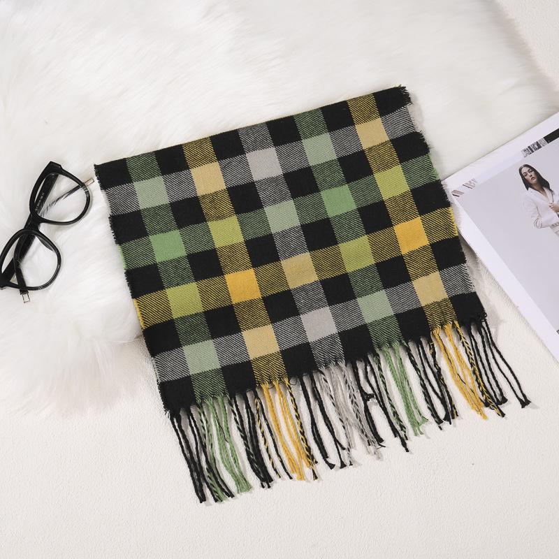Stylish British Plaid Cashmere-Feel Scarf for Men & Children - Autumn/Winter Warm Shawl & Snood
