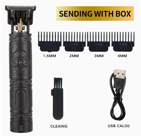 Vintage T9 Electric Hair Clipper Professional Men's Rechargeable Barber Trimmer for Men Dragon Buddha Design