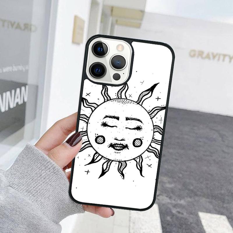 Funny Sun Moon Face Phone Case For iPhone 17 Air 15 16 Cover 11 13 14 Pro Max 12 Plus Max Fundas