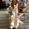 Women’s Long Sleeveless V Neck Printed Maxi Dress Bohemian Floral Spaghetti Strap Summer Casual Loose Fit Sundress