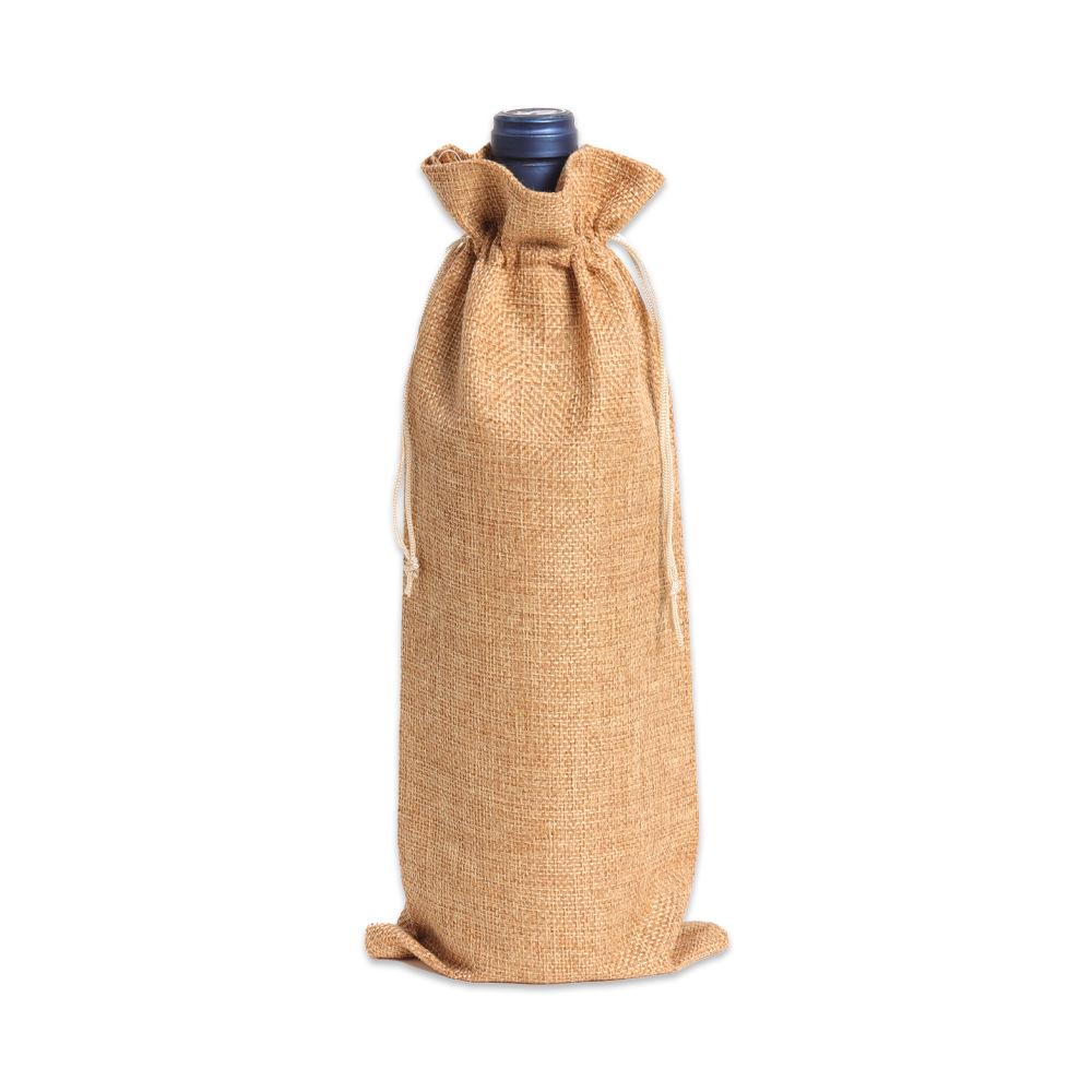Multicolor Burlap Wine Gift Set with Drawstring Bag