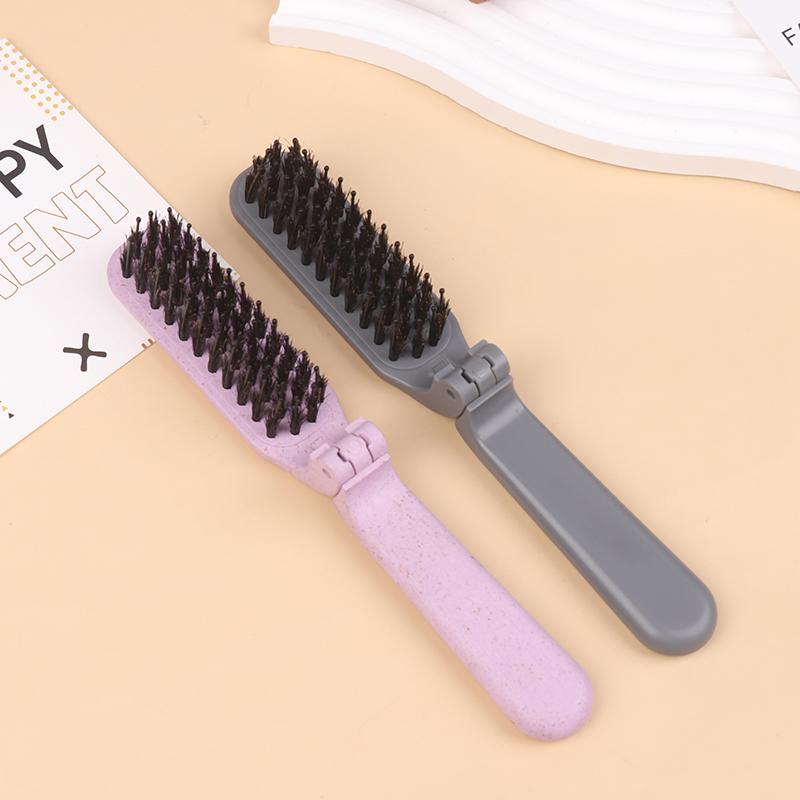 Foldable Hair Comb Portable Boar Bristle Hair Brush Head Massager Travel Combs Hair Styling Accessories