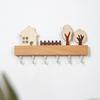 Rustic Wood Key Hanger Hanger with Decorative Wall Mounted 6 Hooks Entrance Key Hanger for Keys