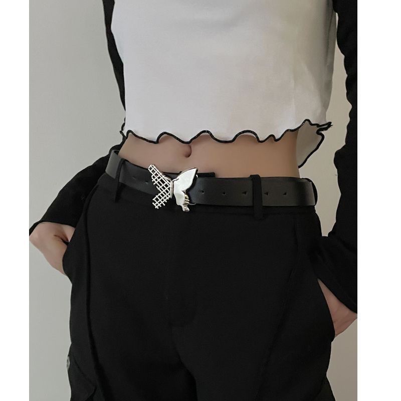 

Черный Модный Женский Пояс из ПУ с Элегантным Акцентом в виде Бабочки Идеально Подходит для Повседневных Нарядов чёрный