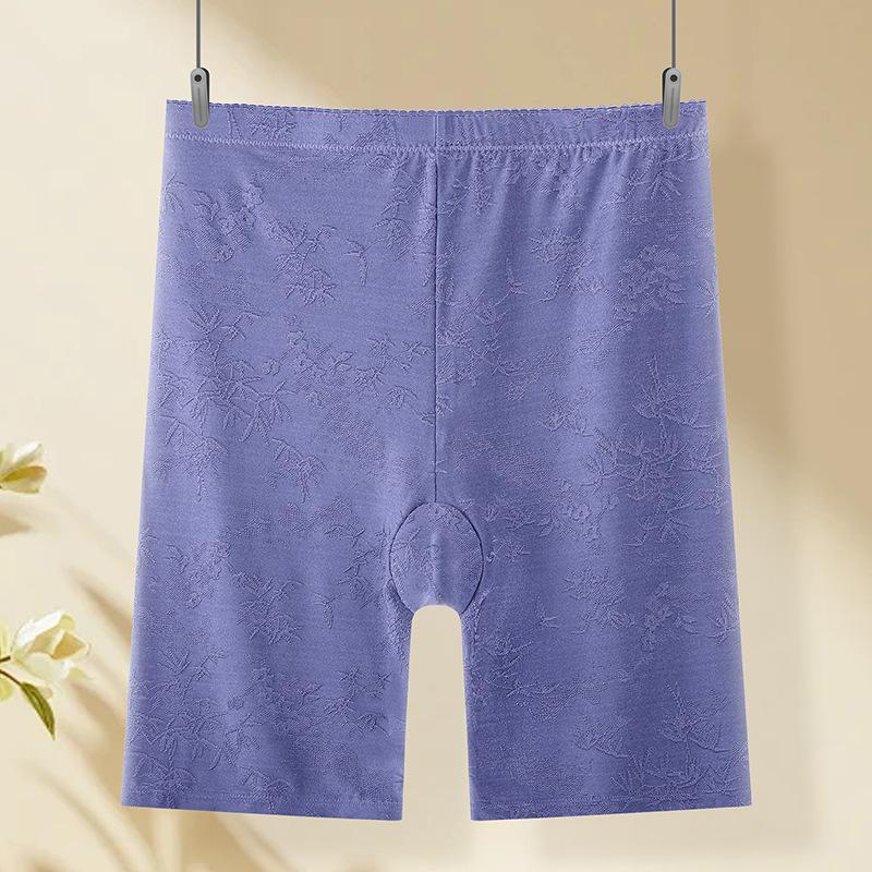 Plus Size Women Summer High Waist Ice Silk No Trace Safety Anti Walking Belly Lift Hip Five Points Leggings
