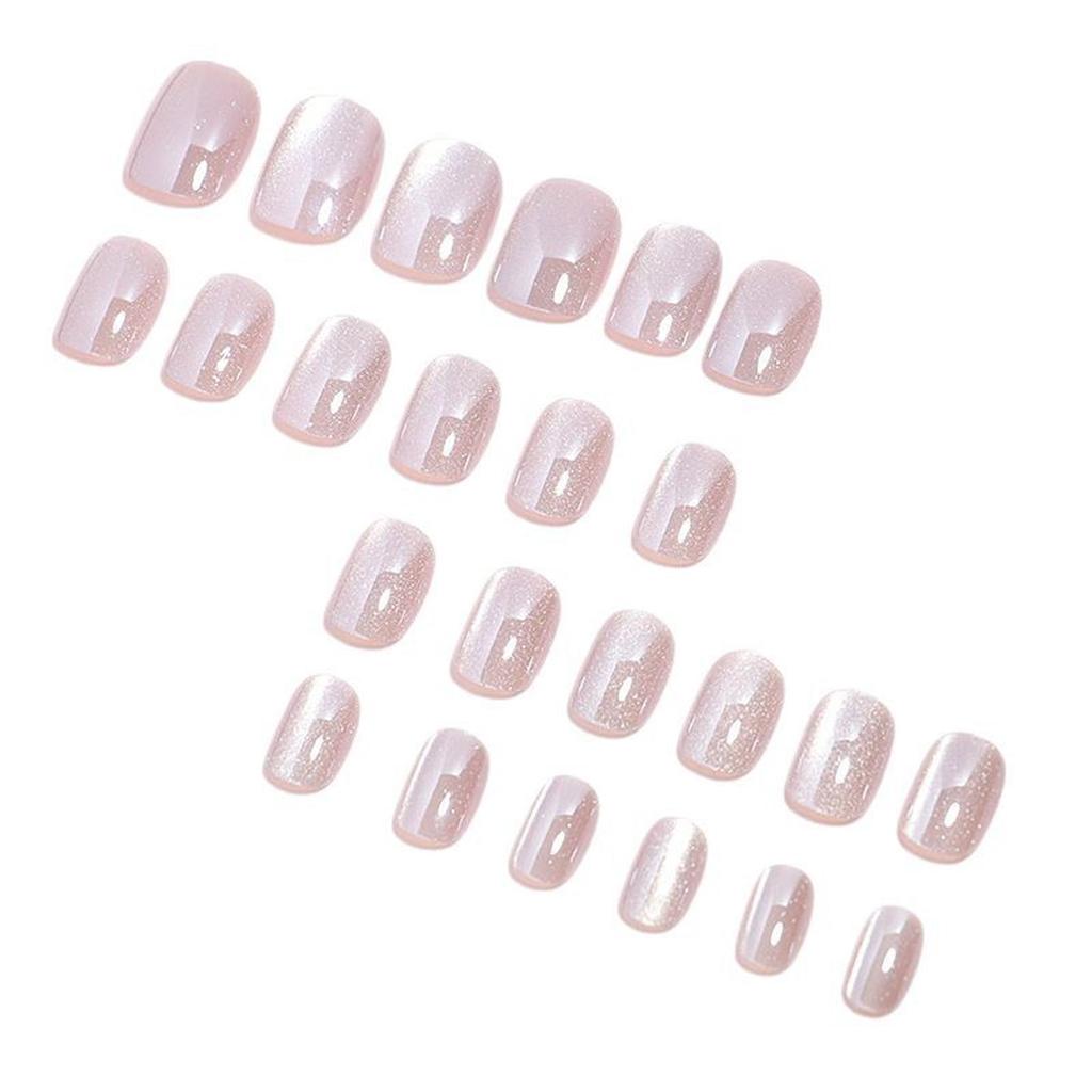 24pcs False Nail Short Round Press On Nail Full Cover Stick On Nail Manicure Decoration For Fashion Nail Art Lover