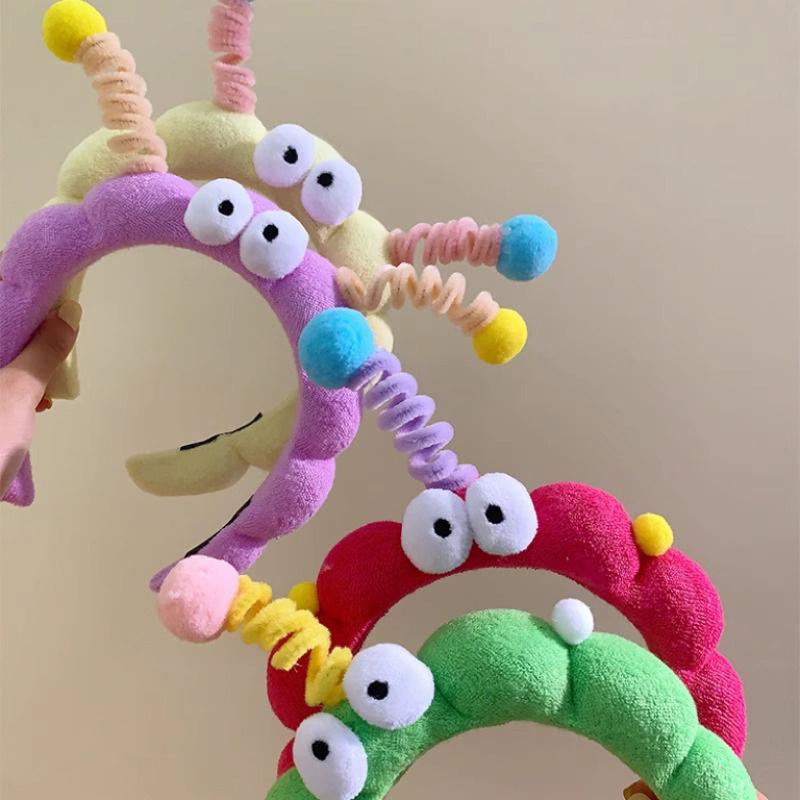 Korean Style Sponge Headband Twisted Funny Cartoon Plush Hairband Cute Headwear Big Eyes Hair Hoop