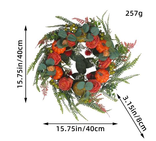 

Искусственные осенние венки для входной двери дома, фермы, подвесная тыквенная гирлянда, подвеска для украшения на Рождество и День благодарения 2024