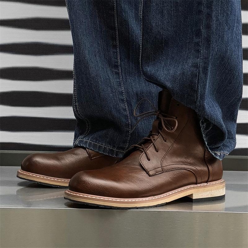 

2024 new winter men s casual Martin boots high-top shoes British wind locomotive tooling boots 24916-J 46 темно-коричневого кольору