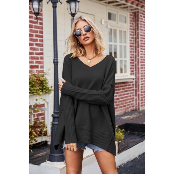 Autumn and Winter Women's Sweater V-neck Large Size Fashion Knit Sexy Pullover Long Sleeve Sweater