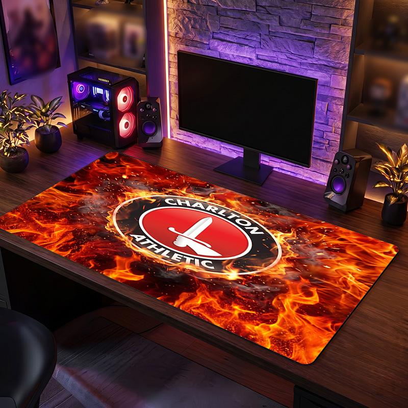 Charlton Athletic FC Theme Pattern Mouse Pad, Soccer Logo Design XXL Gaming Desk Mat Non-Slip Computer Mouse Pad