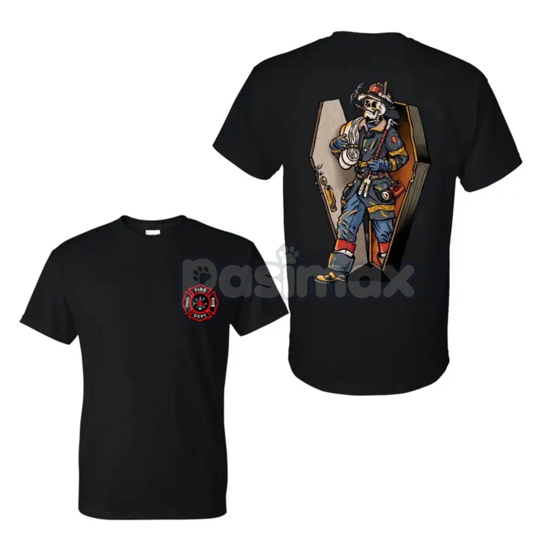 

Firefighter Skull Coffin Graphic Thin Red Line Tee High-end Luxury Is for Both Men and Women Top Y2k Summer Hot Sale 4XL