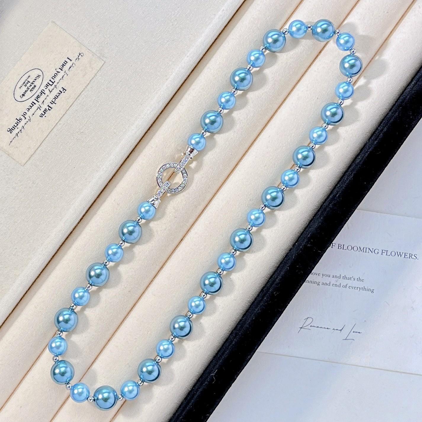 10Mm High Gloss Blue Enchantress Artificial Crystal Necklace Clavicle Chain