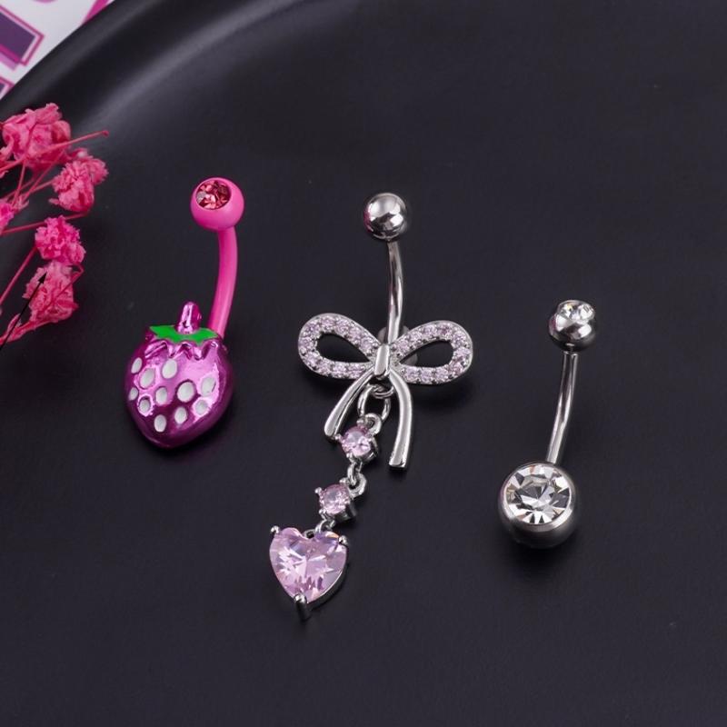 Spinnenbauchpiercing Anhänger Edelstahl Zirkon Herz Bauchnabelring für Frauen Körperpiercing Schmuck