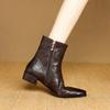 Fashion New Autumn/winter Genuine Leather Women Boot Square Toe Shoes for Women Fashion Boots Low Heels Short Boots Black Boots Handmade