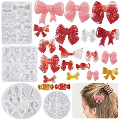 DIY Crystal Dropper Mold, Hairpin Mold, Mirror Flower, Bow Tie, Earring and Earring Pendant, Silicone Mold