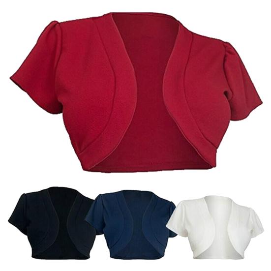 

Плюс размер женщин сплошной цвет Capelet Кадиган с коротким рукавом Болеро Короткое пальто