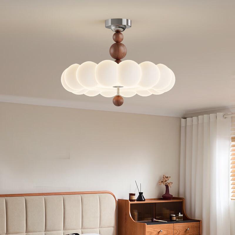 Cream Style Walnut Wood Grain Dimmable LED Ceiling Light