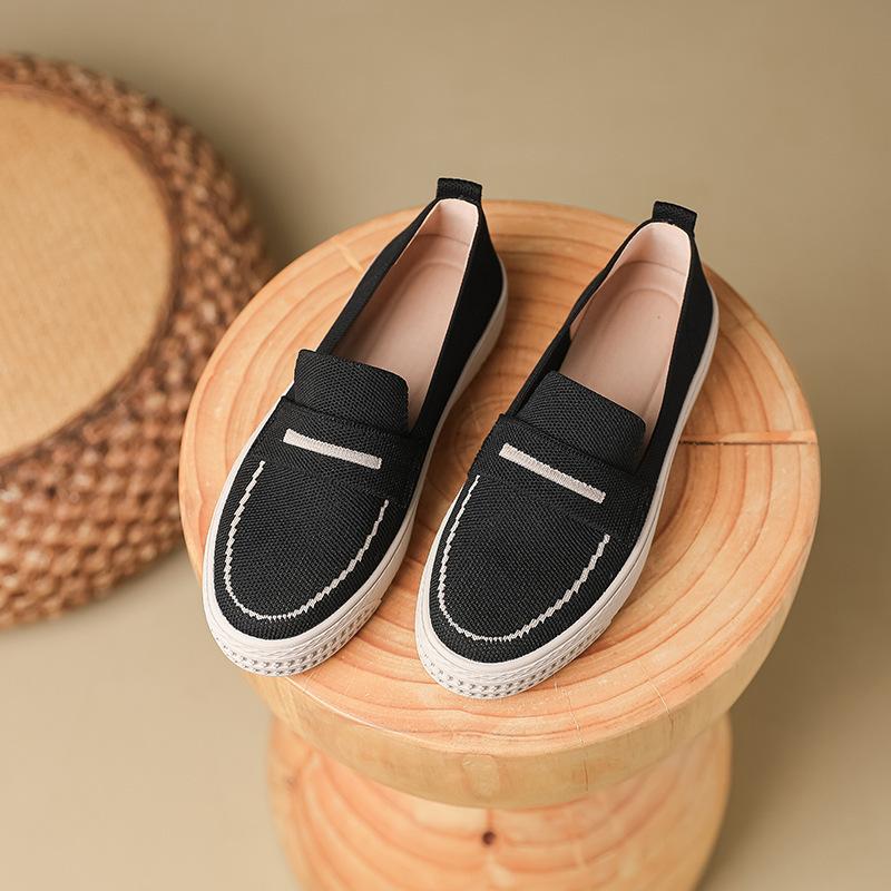 Deep mouth fisherman shoes single shoes woven shoes flying woven flat bottom round head one pedal women