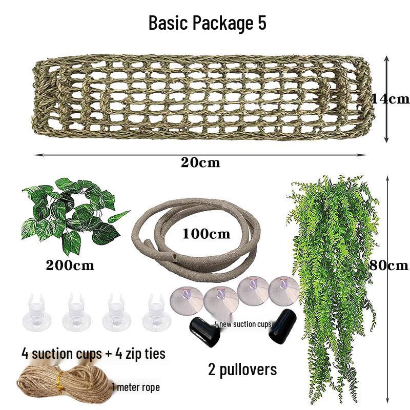 Reptile Hammock & Climbing Vine for Terrariums: Ideal for Geckos, Bearded Dragons, and Lizards - Artificial Plant Decoration