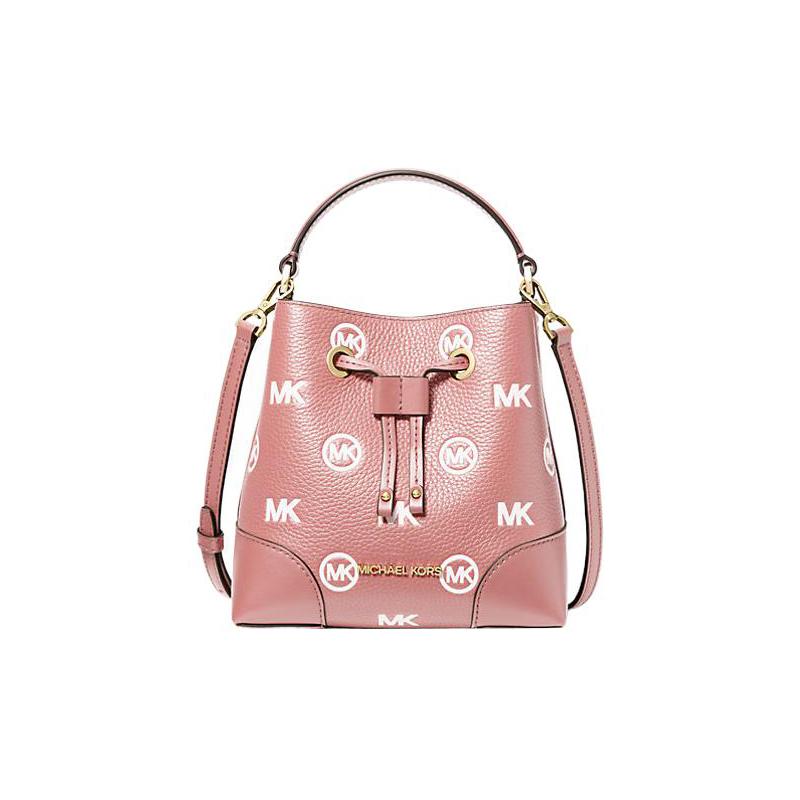 MICHAEL KORS Mercer Embossed Logo Leather Bucket Bag Shoulder Crossbody Tote Small Women s Pink розовый