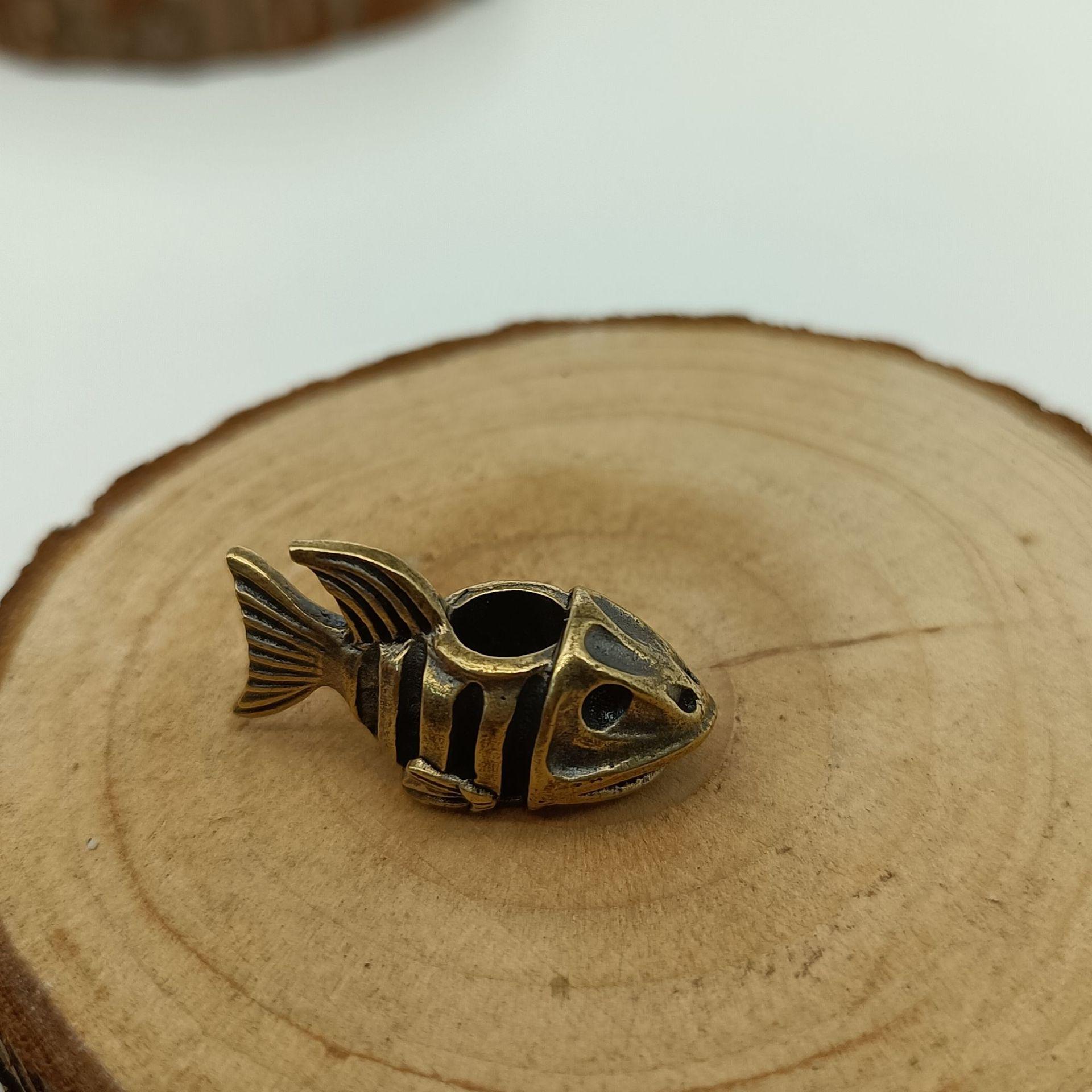 Кулон-нож для костной рыбы: Ручной DIY Паракорд, Брелок, Фонарик, Ретро Китайский Стиль латунный