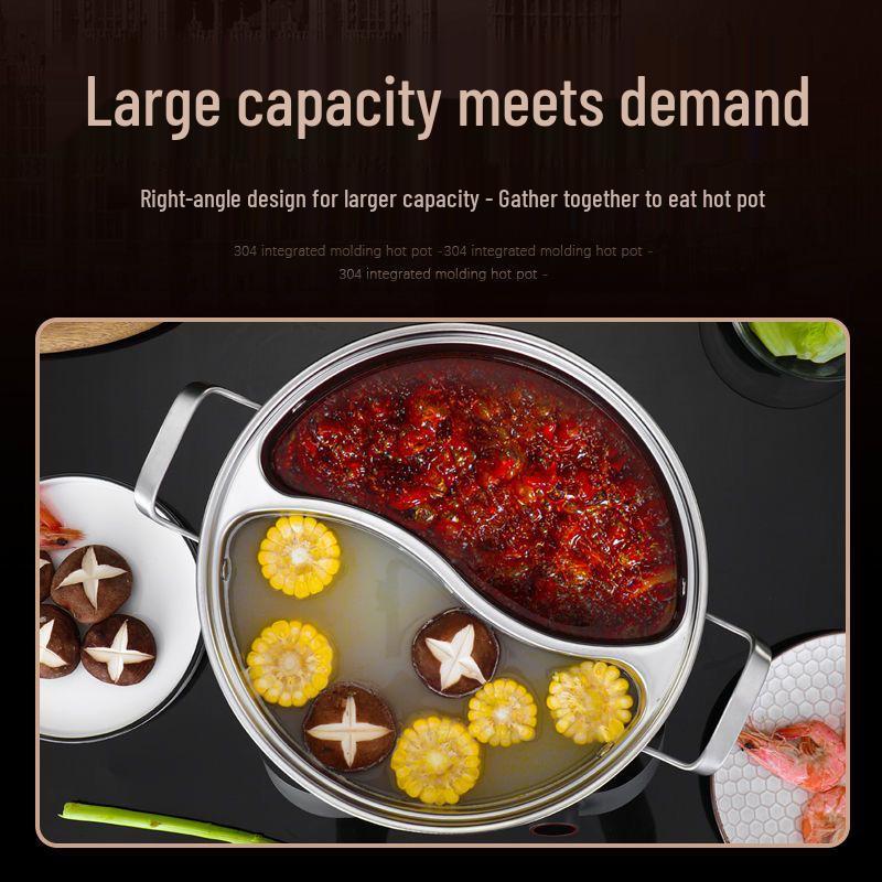 YuanYang Edelstahl-Hot Pot - Extra Dick, Schweißfrei, Großes Fassungsvermögen, Doppeltes Fach für Geschmacksneutralität