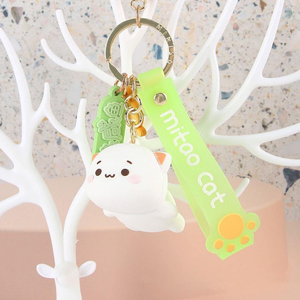 

Автомобильный держатель для ключей, милый брелок для ключей с котом Митао, аксессуары для ключей с мультяшным котом, подарки для девочек зелёный
