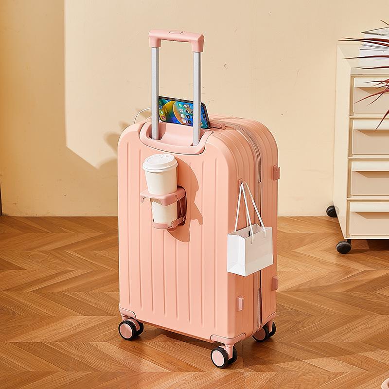 Women’s Durable Leather Trolley Suitcase: New Model, Mother-Child Carry-On with Lock