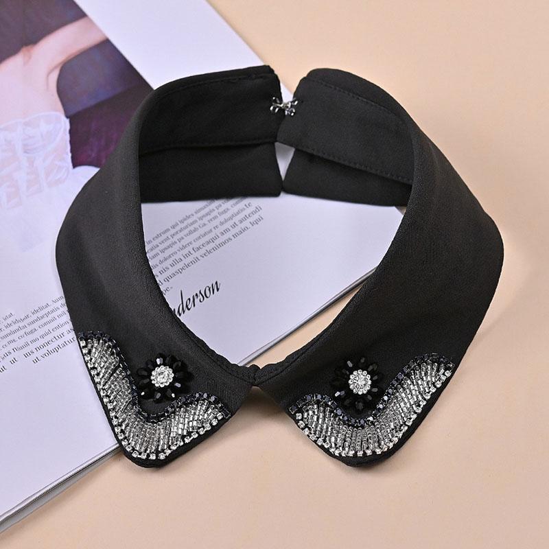 White Fake Collar Women Elegant Diamond Detachable Collars for Women False Shawl Shoulder Wrap Lapel False Collars Woman Tie