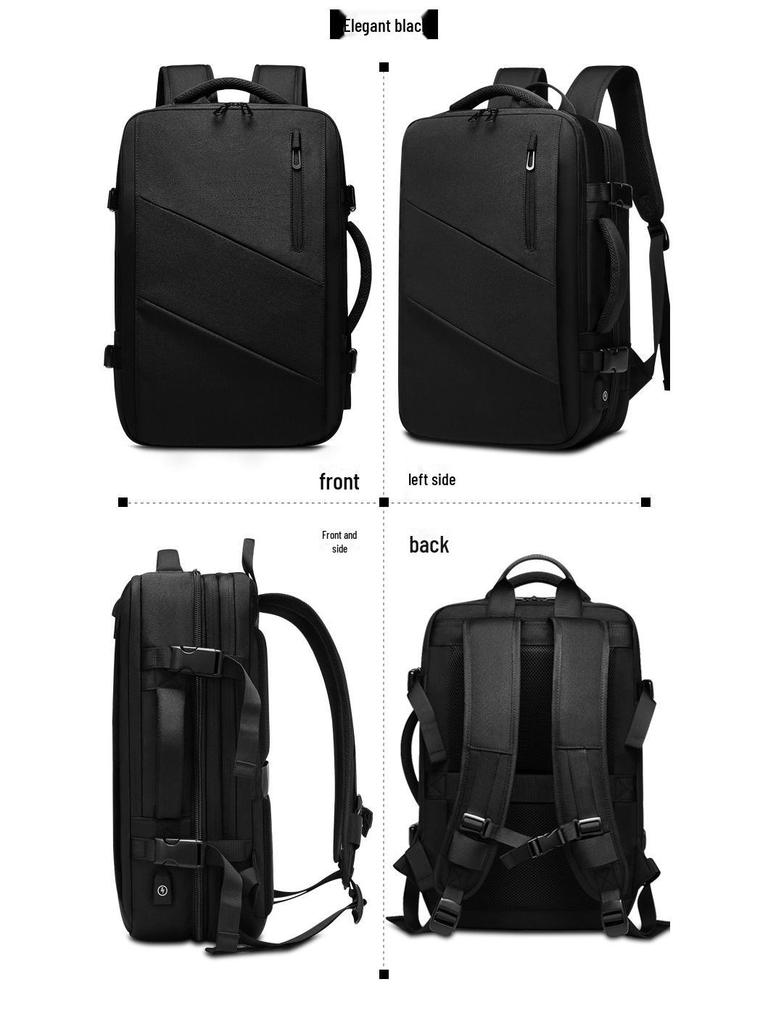 Men's Expandable Waterproof Business Travel Backpack, Large Capacity, Oxford Cloth, for Laptops.