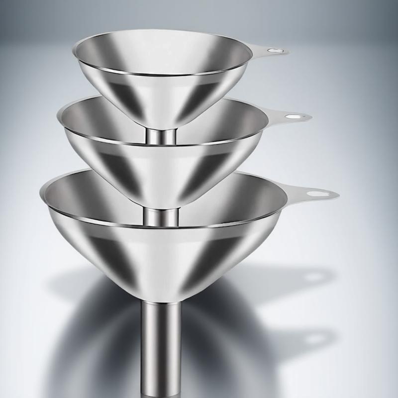 1Set 3Pcs Stainless Steel Mini Funnel Set Ideal for Oil Wine Liquid Dispensing Integrated Distributor