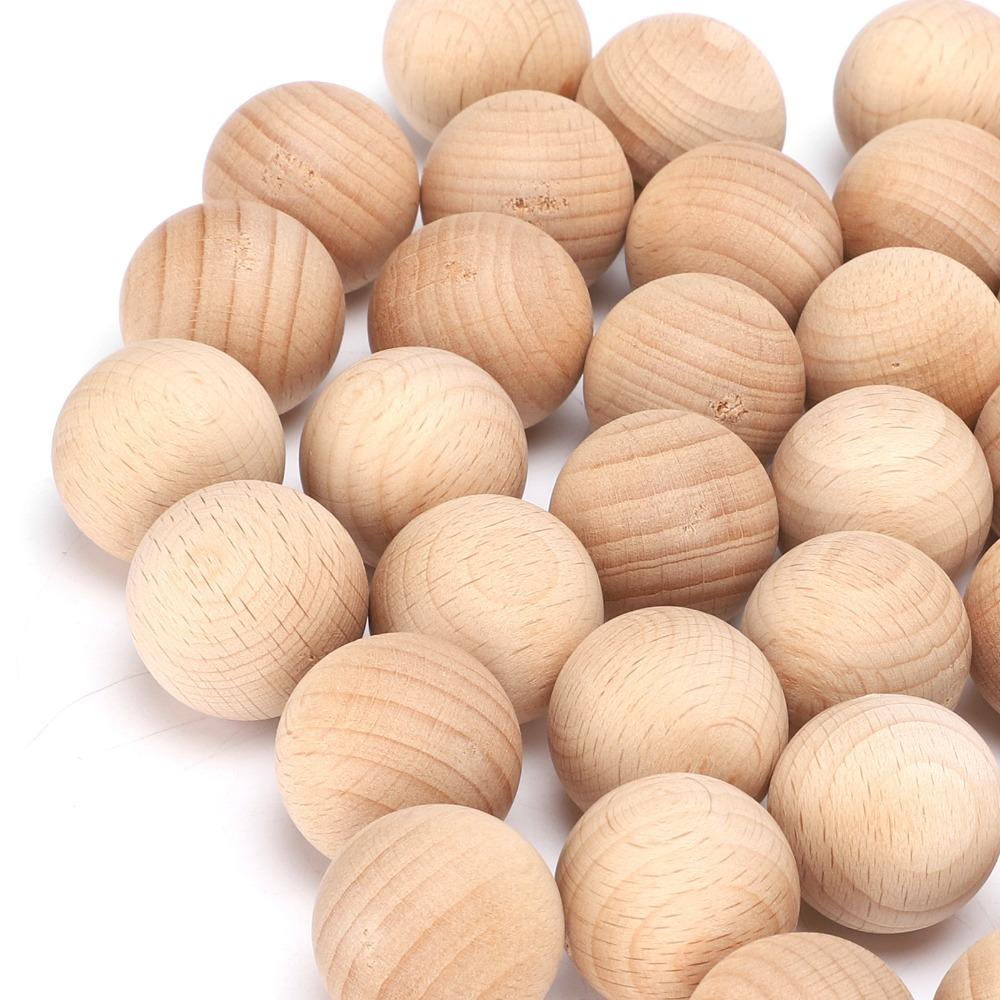 50PCS Beech Unfinished Wood Balls Easy to Paint Craft Wooden Balls Wooden Round Balls  Art Projects