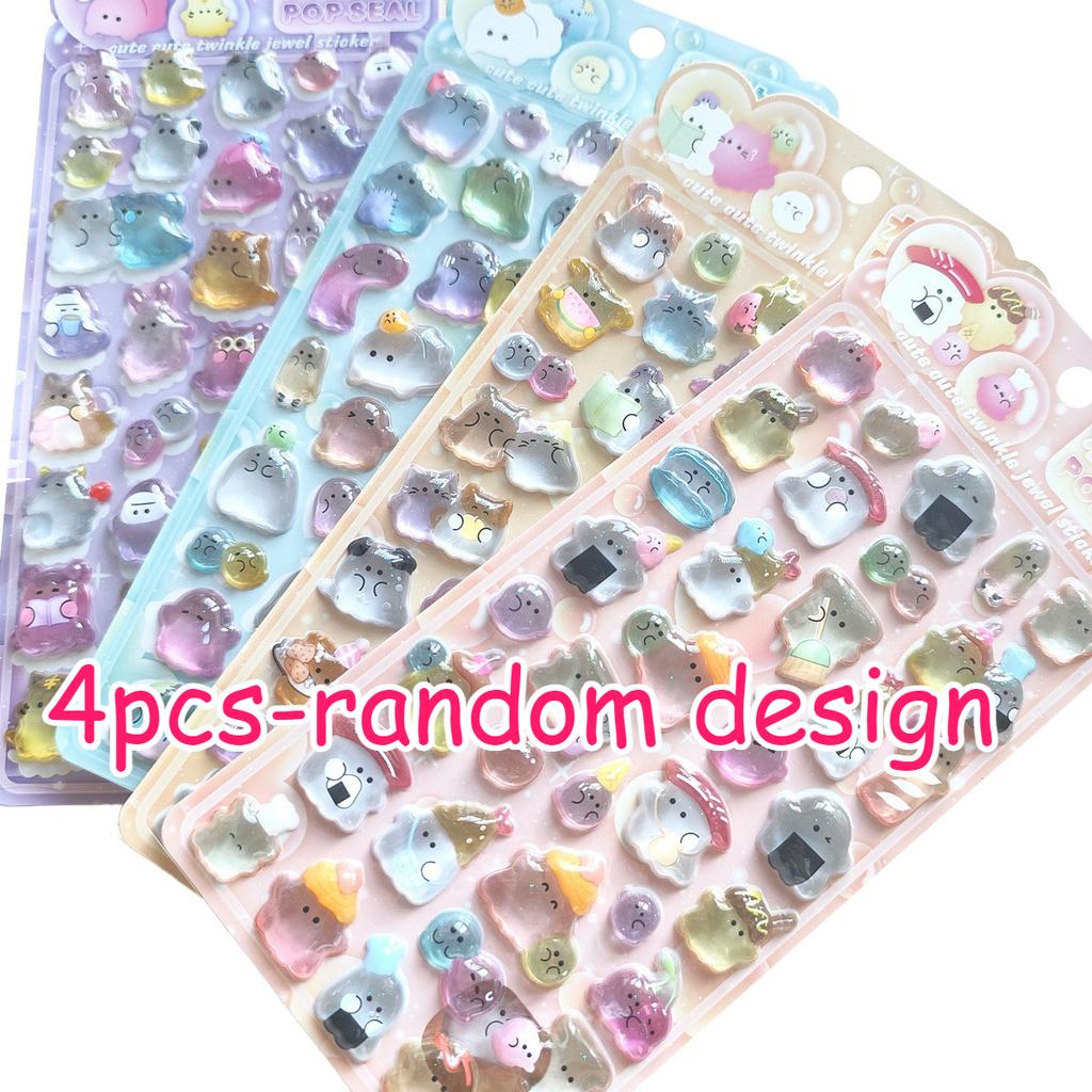 3D Ghost Family Embossed Crystal Stickers - Cute Cartoon Kids Handicraft Reward Decals for Phone Album & DIY Crafts