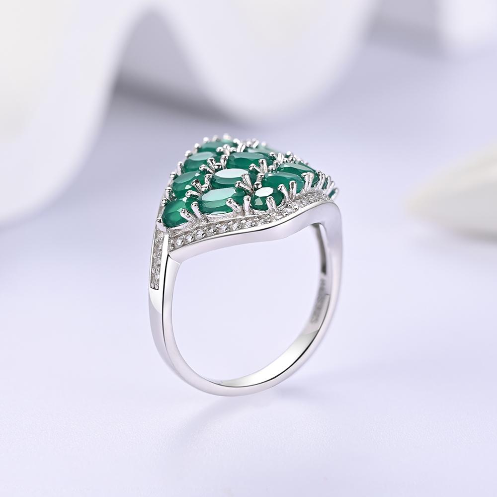 925 Sterlingsilber Damenring hochwertiger natürlicher grüner Achat feiner Schmuck Damenmodeschmuck, Jubiläumsparty-Geschenk