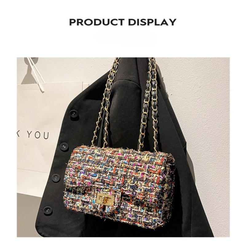 1Pc Xiaoxiangfeng Woolen Bag Women's Bag New Trendy Popular Korean Version Fashion Versatile Chain Single Shoulder Messenger Bag