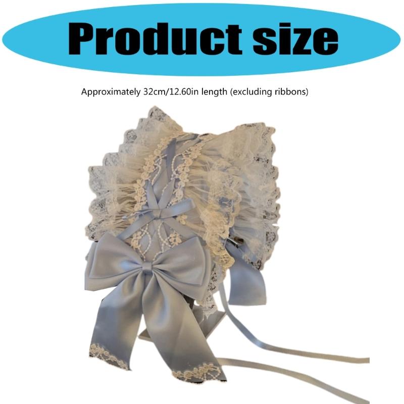 Rüschen-Spitzen-Kopfschmuck Stirnband Anime-Maid Cosplay Stirnband Lolitas Spitze Schleifen Kopfbedeckung Haaraccessoires Spitze Haarbänder